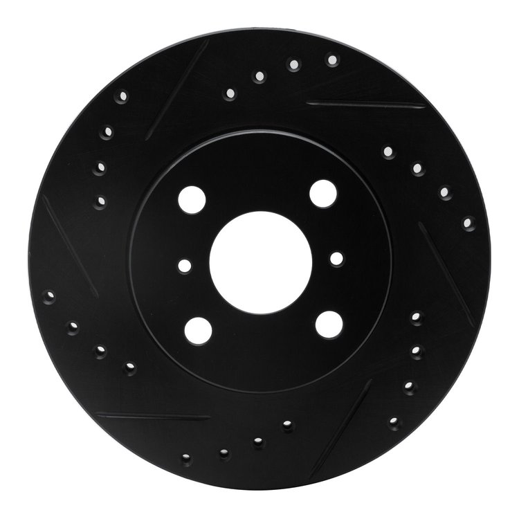 633-76056L Drilled/Slotted Brake Rotor [Black], 1993-2002 Multiple Makes/Models, Position: Front Left