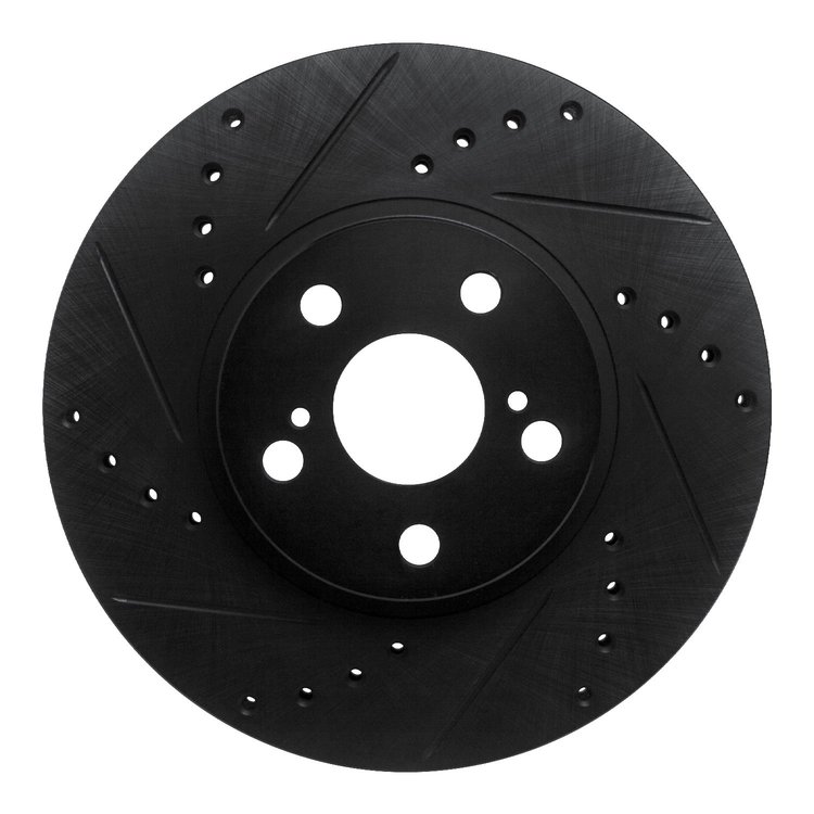 633-76059L Drilled/Slotted Brake Rotor [Black], 1994-1999 Lexus/Toyota/Scion, Position: Front Left