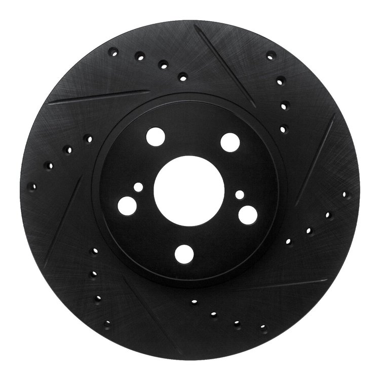 633-76059R Drilled/Slotted Brake Rotor [Black], 1994-1999 Lexus/Toyota/Scion, Position: Front Right