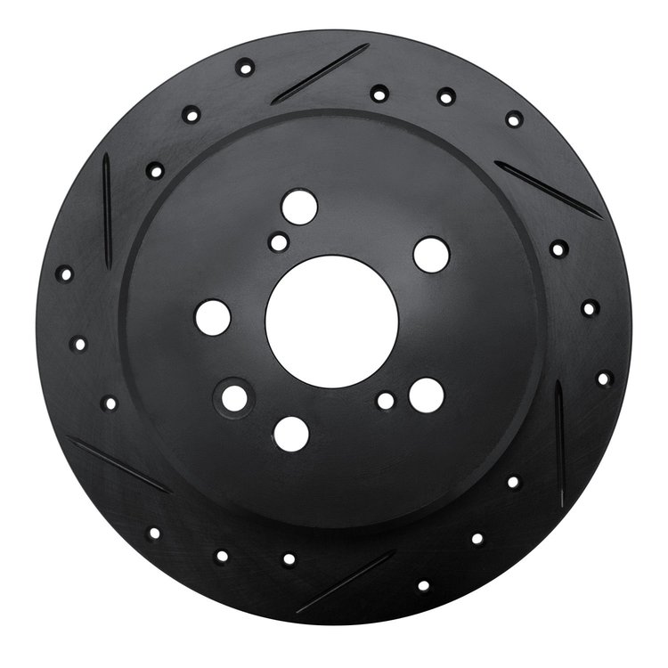 633-76060L Drilled/Slotted Brake Rotor [Black], 1994-1995 Lexus/Toyota/Scion, Position: Rear Left
