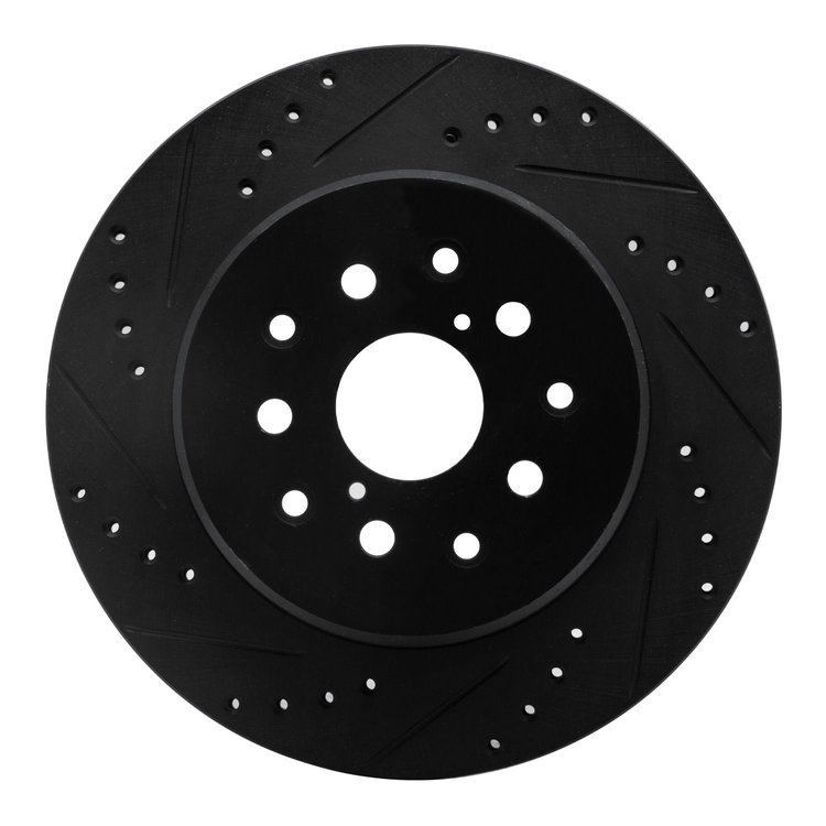 633-76064L Drilled/Slotted Brake Rotor [Black], 1993-1998 Lexus/Toyota/Scion, Position: Rear Left