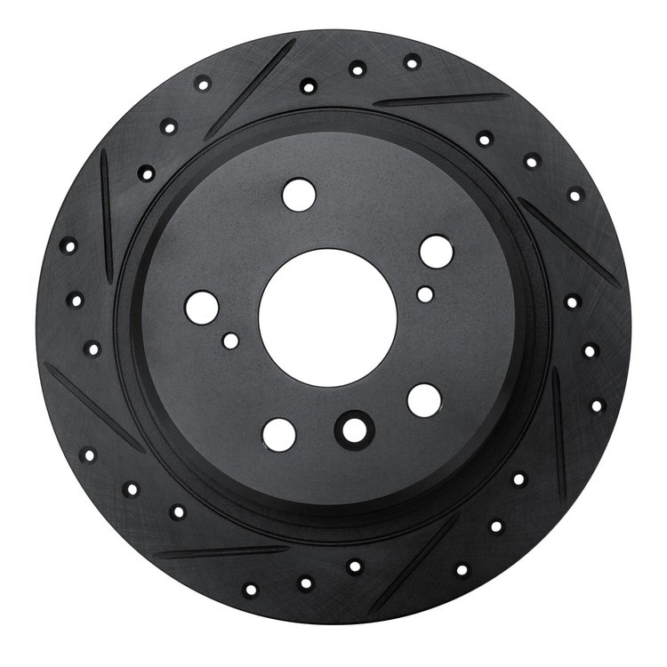 633-76065L Drilled/Slotted Brake Rotor [Black], 1995-1999 Lexus/Toyota/Scion, Position: Rear Left