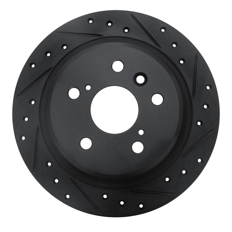 633-76065R Drilled/Slotted Brake Rotor [Black], 1995-1999 Lexus/Toyota/Scion, Position: Rear Right
