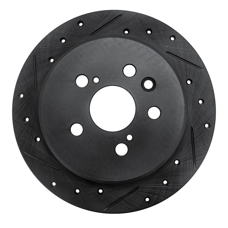 633-76066L Drilled/Slotted Brake Rotor [Black], 1996-1999 Lexus/Toyota/Scion, Position: Rear Left