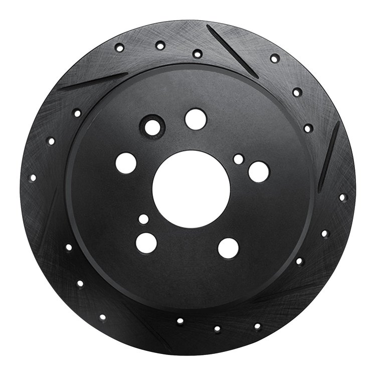 633-76066R Drilled/Slotted Brake Rotor [Black], 1996-1999 Lexus/Toyota/Scion, Position: Rear Right