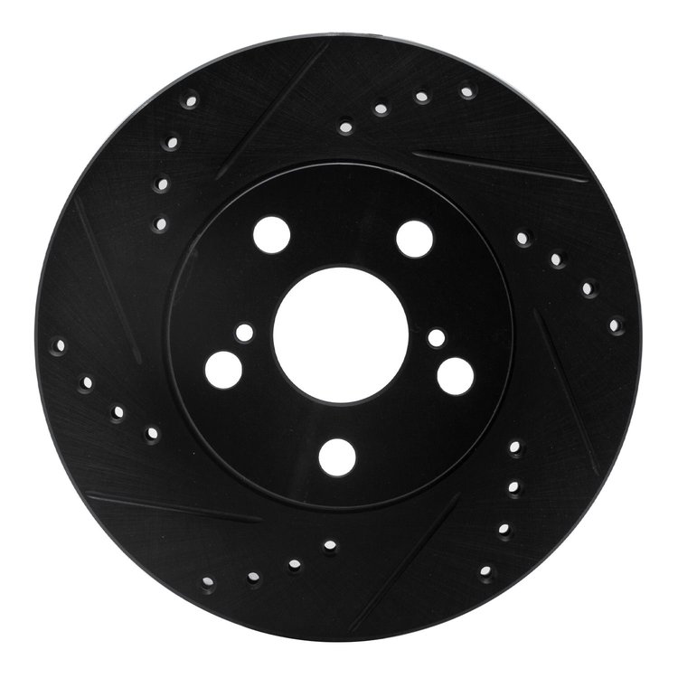 633-76067L Drilled/Slotted Brake Rotor [Black], 1994-2000 Lexus/Toyota/Scion, Position: Front Left