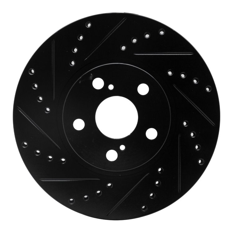 633-76068L Drilled/Slotted Brake Rotor [Black], 2000-2010 Multiple Makes/Models, Position: Front Left