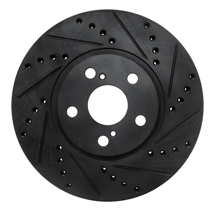 633-76068R Drilled/Slotted Brake Rotor [Black], 2000-2010 Multiple Makes/Models, Position: Front Right