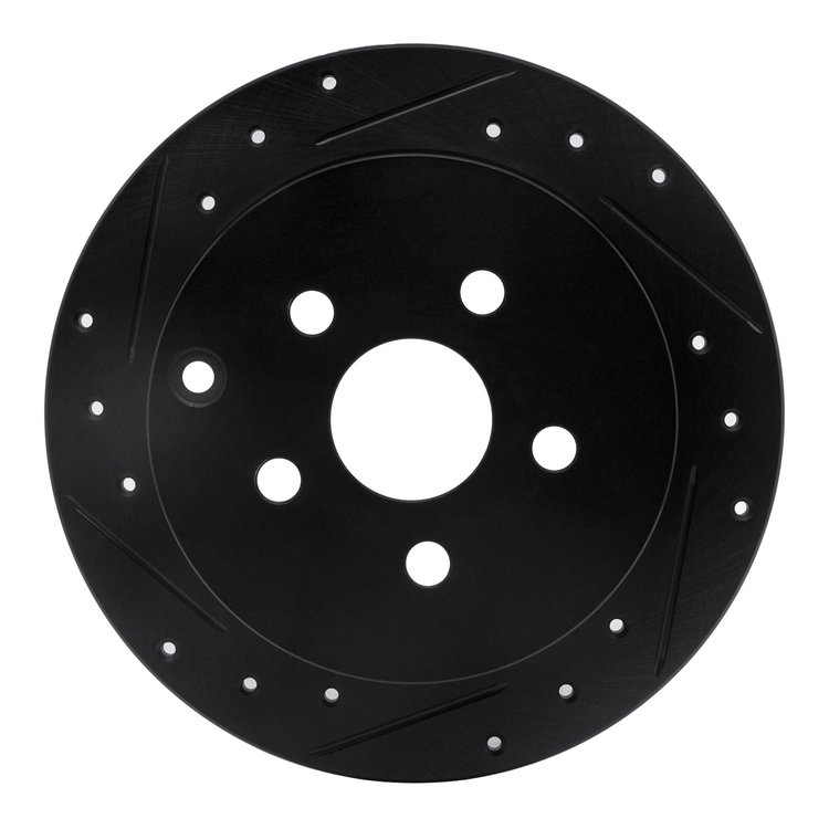 633-76069L Drilled/Slotted Brake Rotor [Black], 2000-2010 Multiple Makes/Models, Position: Rear Left