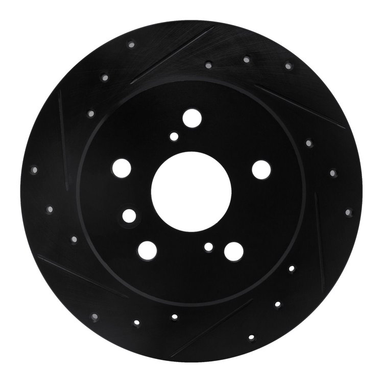 633-76071L Drilled/Slotted Brake Rotor [Black], 2000-2004 Lexus/Toyota/Scion, Position: Rear Left