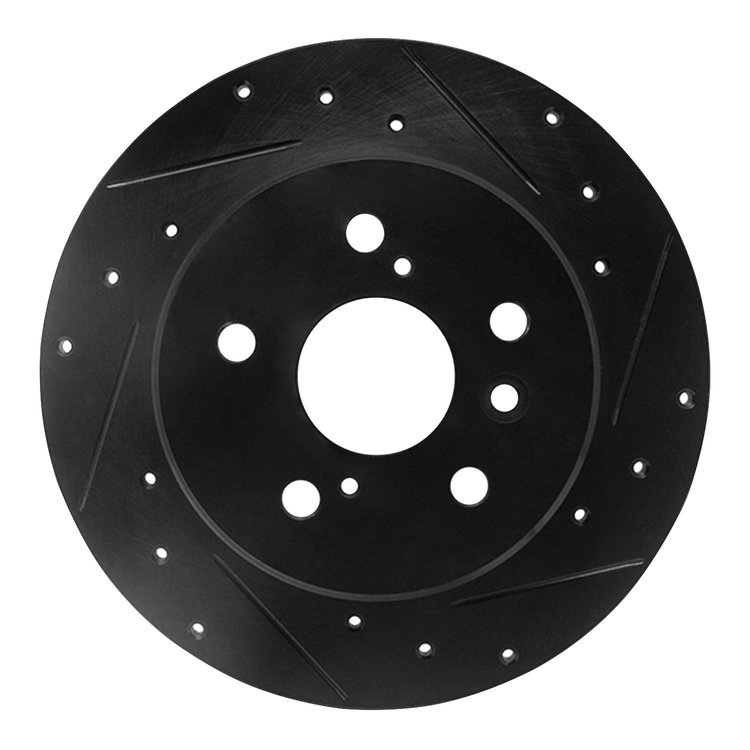 633-76071R Drilled/Slotted Brake Rotor [Black], 2000-2004 Lexus/Toyota/Scion, Position: Rear Right