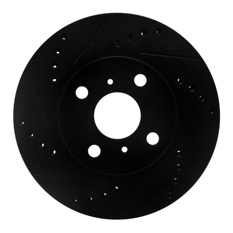 633-76072L Drilled/Slotted Brake Rotor [Black], 2000-2005 Lexus/Toyota/Scion, Position: Front Left