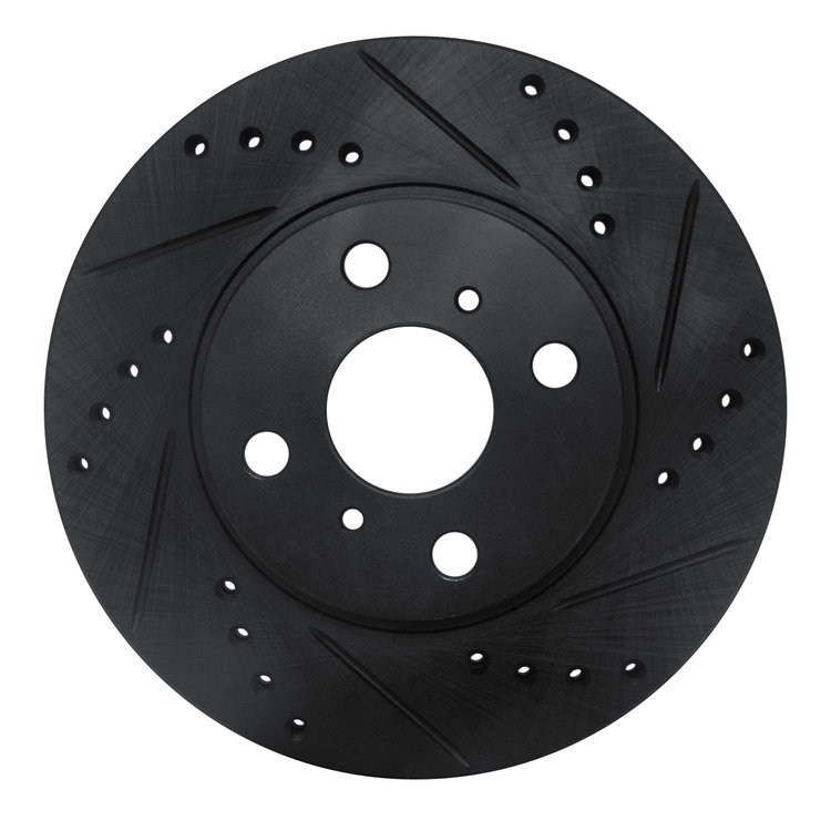 633-76072R Drilled/Slotted Brake Rotor [Black], 2000-2005 Lexus/Toyota/Scion, Position: Front Right