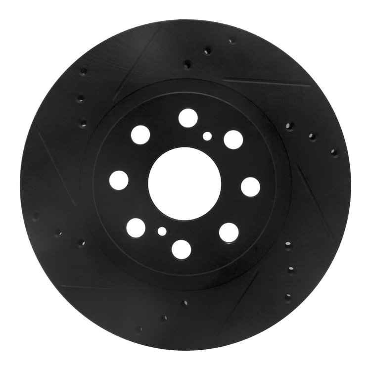 633-76073L Drilled/Slotted Brake Rotor [Black], 2000-2005 Lexus/Toyota/Scion, Position: Rear Left