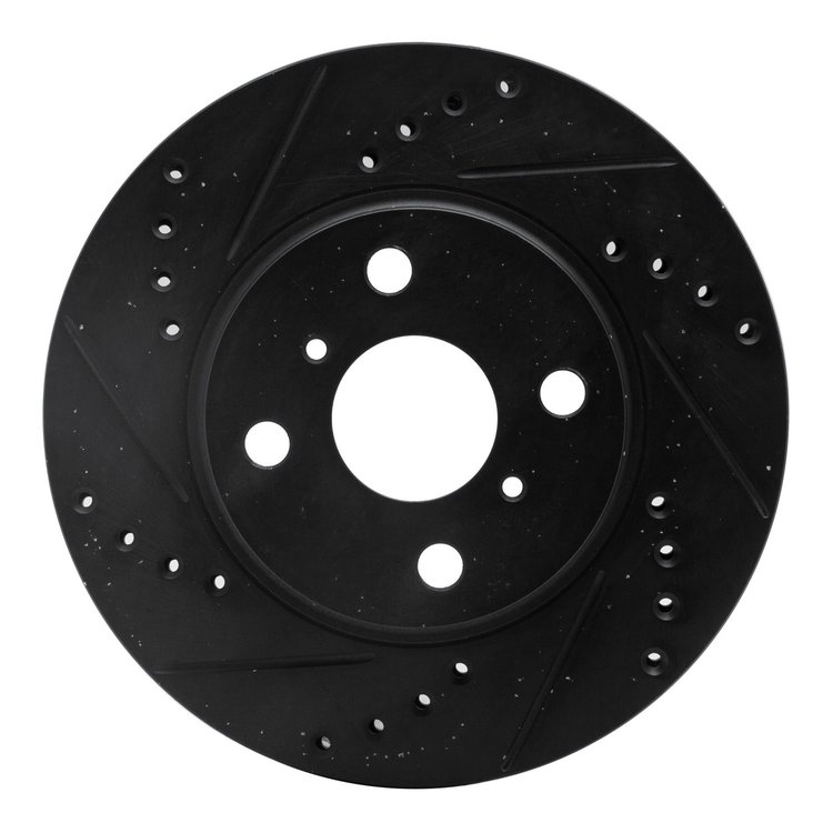 633-76074L Drilled/Slotted Brake Rotor [Black], 2001-2003 Lexus/Toyota/Scion, Position: Front Left