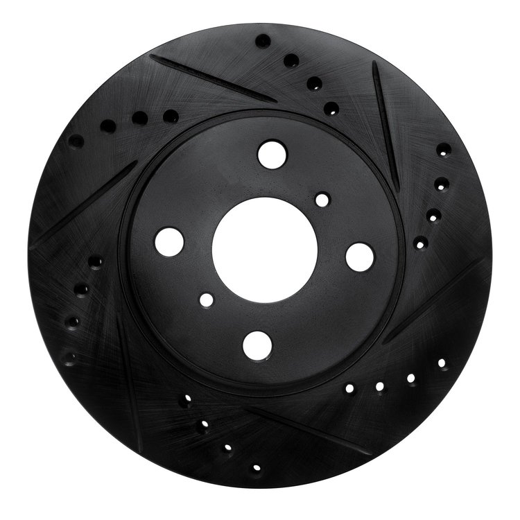 633-76074R Drilled/Slotted Brake Rotor [Black], 2001-2003 Lexus/Toyota/Scion, Position: Front Right