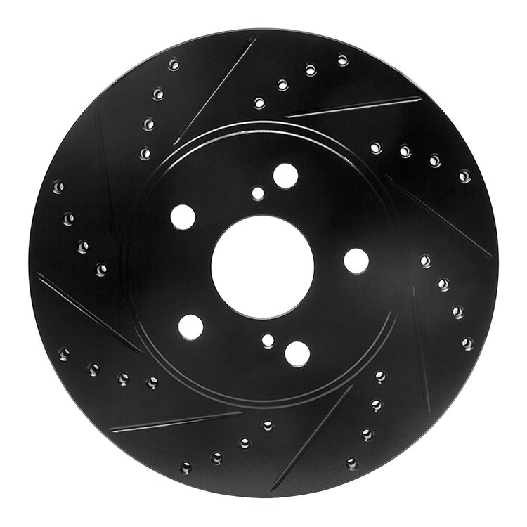 633-76075L Drilled/Slotted Brake Rotor [Black], 2002-2015 Lexus/Toyota/Scion, Position: Front Left