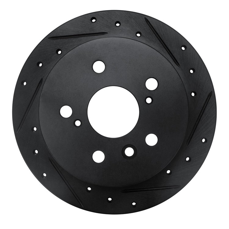 633-76076R Drilled/Slotted Brake Rotor [Black], 2002-2008 Lexus/Toyota/Scion, Position: Rear Right