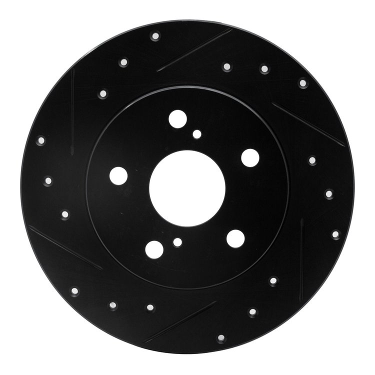 633-76082L Drilled/Slotted Brake Rotor [Black], 2008-2018 Multiple Makes/Models, Position: Rear Left