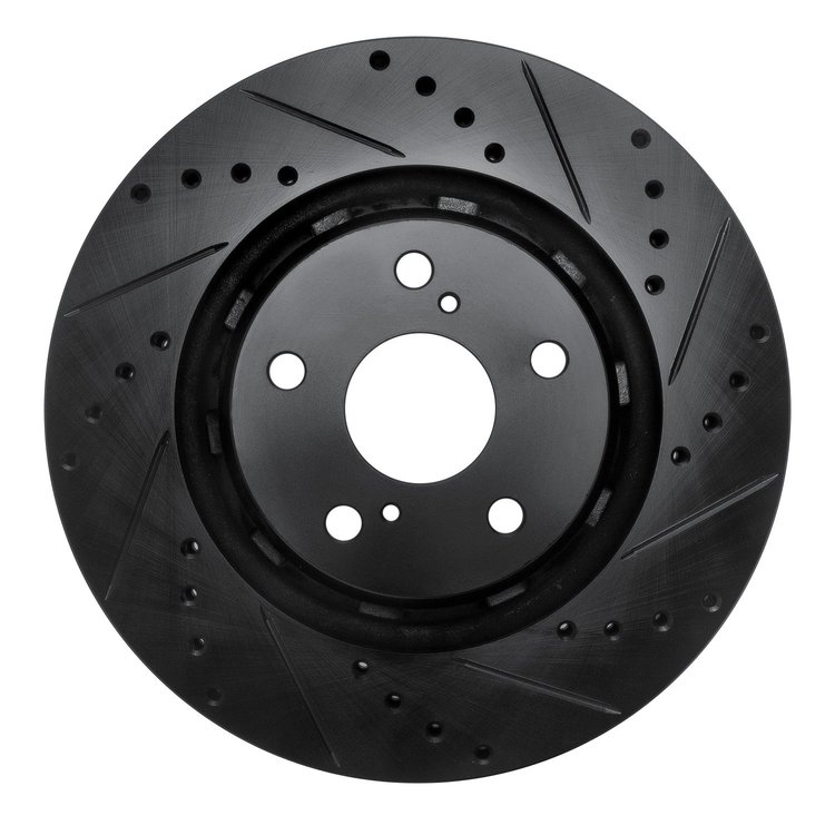 633-76085R Drilled/Slotted Brake Rotor [Black], 2009-2015 Lexus/Toyota/Scion, Position: Front Right