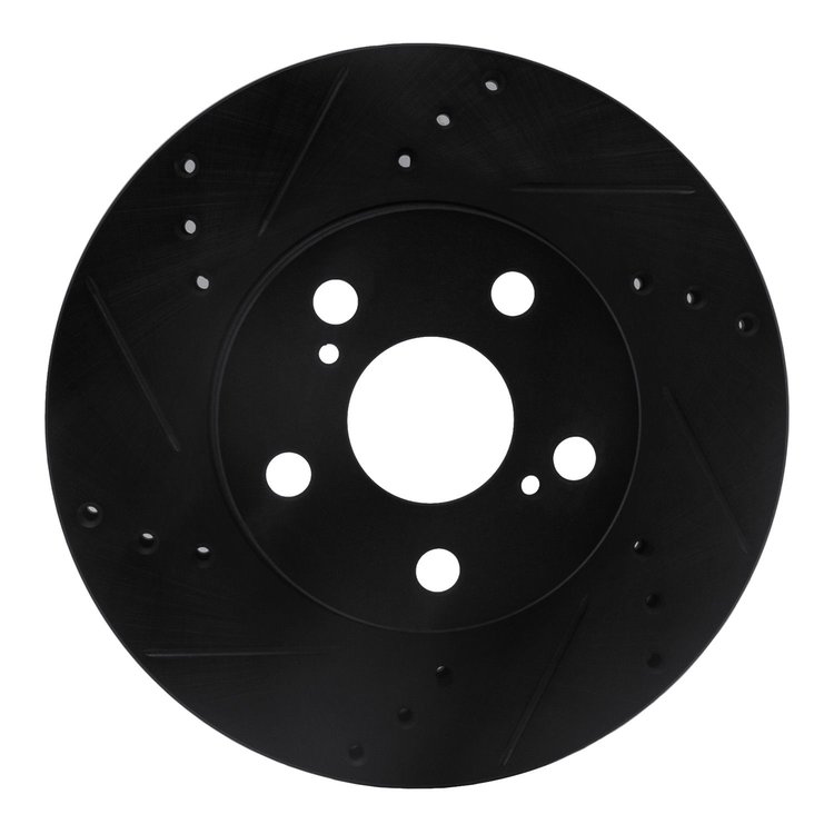 633-76087L Drilled/Slotted Brake Rotor [Black], 2010-2017 Lexus/Toyota/Scion, Position: Front Left