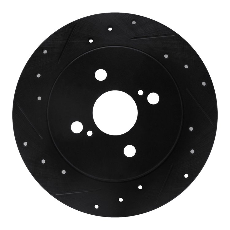 633-76090L Drilled/Slotted Brake Rotor [Black], 2012-2018 Lexus/Toyota/Scion, Position: Rear Left