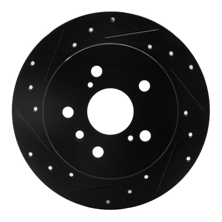633-76091L Drilled/Slotted Brake Rotor [Black], 2012-2018 Lexus/Toyota/Scion, Position: Rear Left