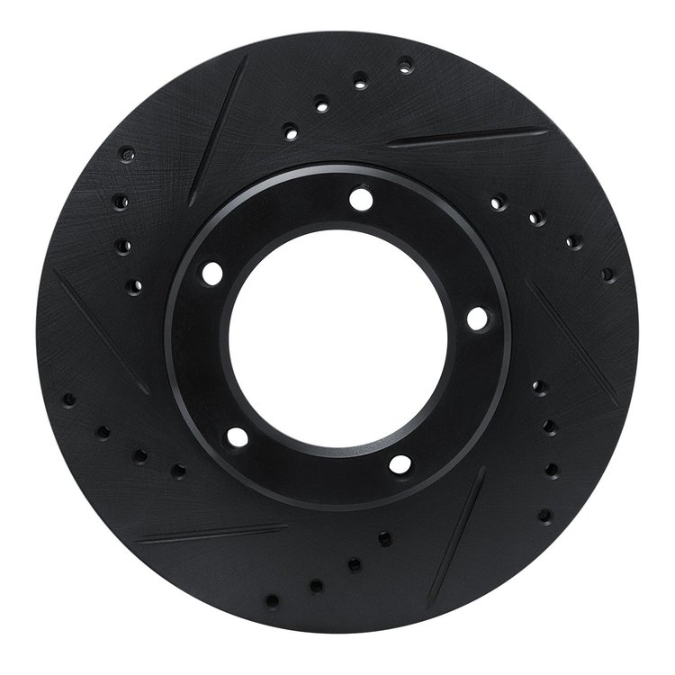633-76096L Drilled/Slotted Brake Rotor [Black], 1984-1995 Lexus/Toyota/Scion, Position: Front Left
