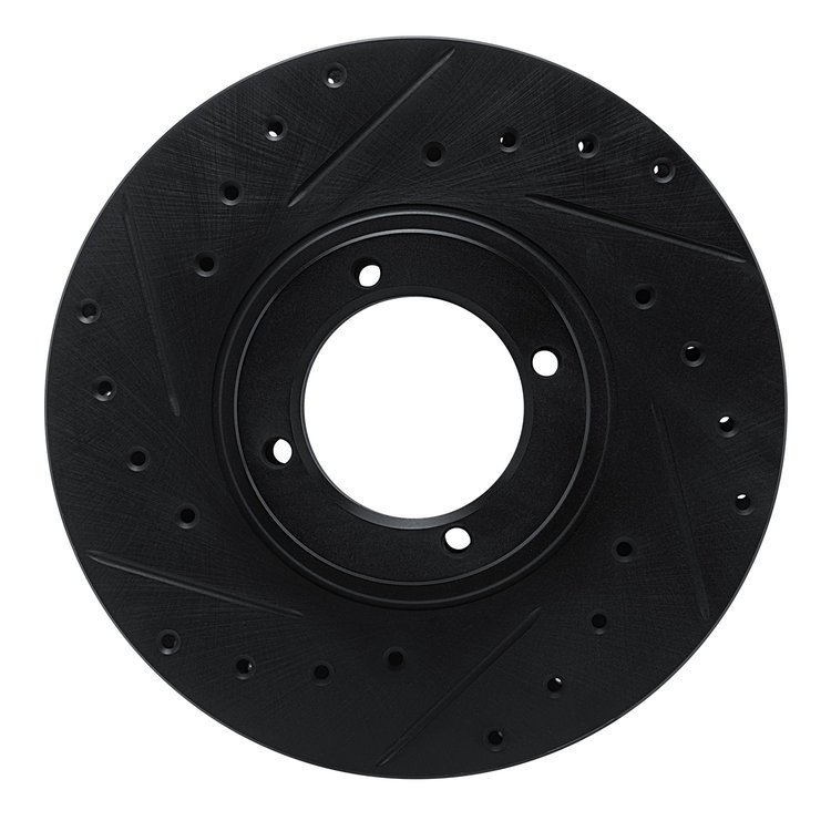 633-76097L Drilled/Slotted Brake Rotor [Black], 1984-1985 Lexus/Toyota/Scion, Position: Front Left