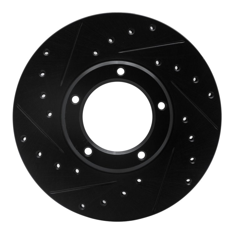633-76098L Drilled/Slotted Brake Rotor [Black], 1985-1992 Lexus/Toyota/Scion, Position: Front Left