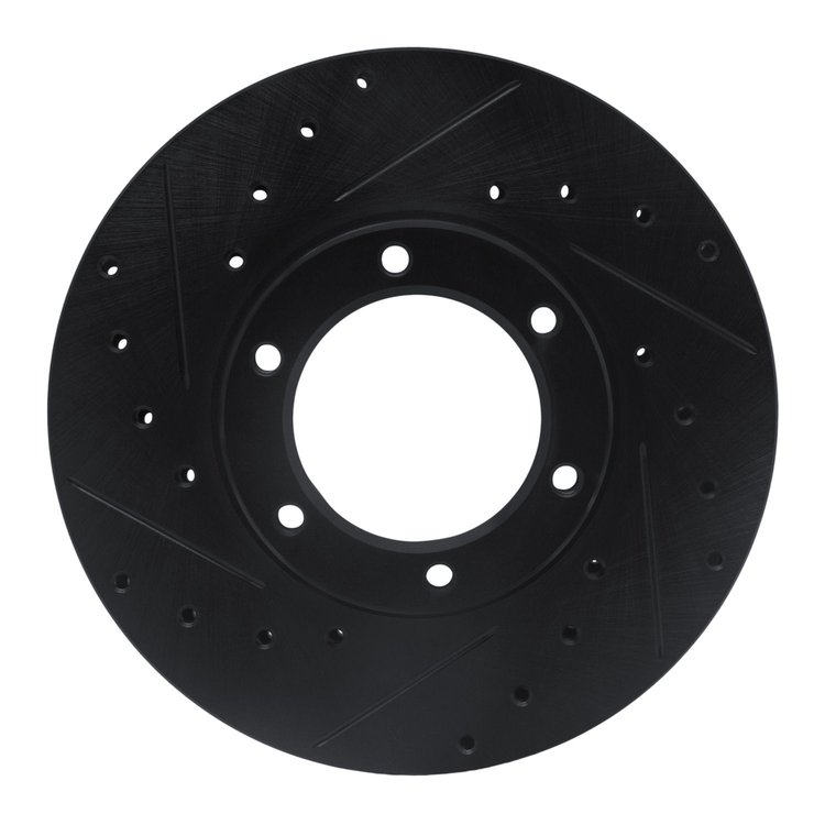 633-76105L Drilled/Slotted Brake Rotor [Black], 1987-1988 Lexus/Toyota/Scion, Position: Front Left