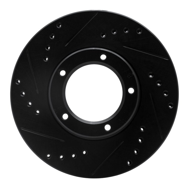633-76106L Drilled/Slotted Brake Rotor [Black], 1989-2008 Lexus/Toyota/Scion, Position: Front Left