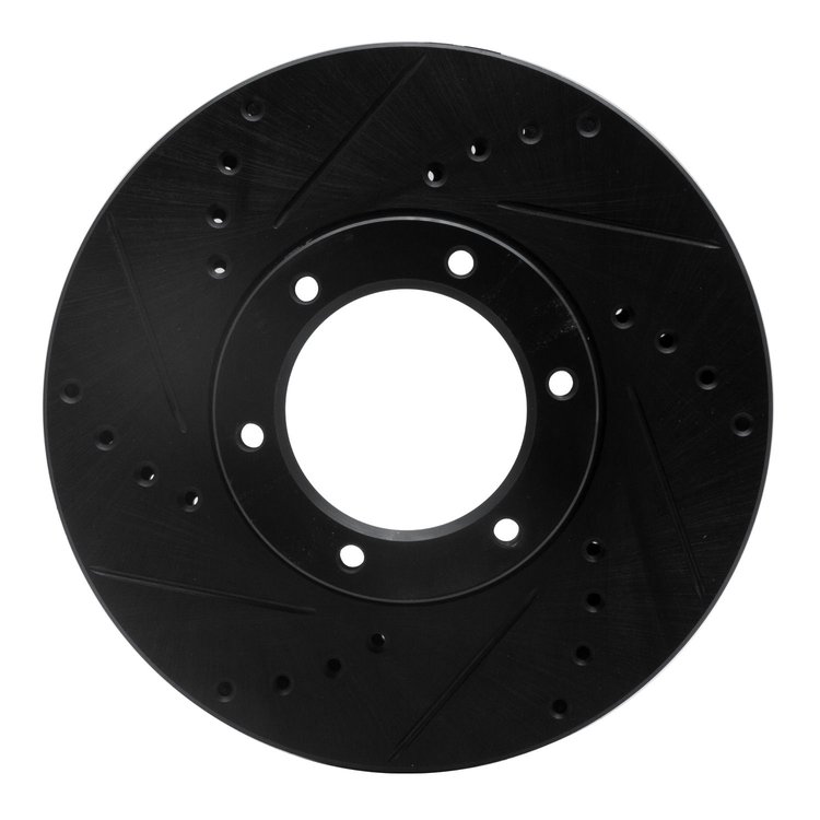 633-76107L Drilled/Slotted Brake Rotor [Black], 1989-1993 Lexus/Toyota/Scion, Position: Front Left