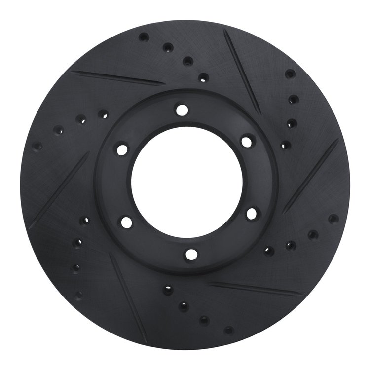 633-76107R Drilled/Slotted Brake Rotor [Black], 1989-1993 Lexus/Toyota/Scion, Position: Front Right