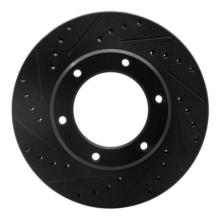 633-76110L Drilled/Slotted Brake Rotor [Black], 1990-1992 Lexus/Toyota/Scion, Position: Front Left
