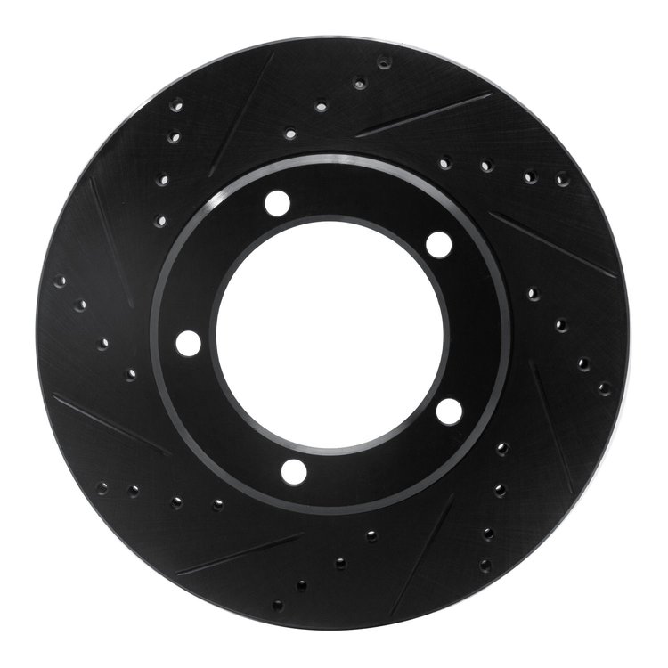 633-76112L Drilled/Slotted Brake Rotor [Black], 1998-2007 Lexus/Toyota/Scion, Position: Front Left