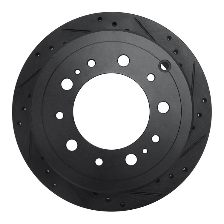 633-76113R Drilled/Slotted Brake Rotor [Black], 1998-2007 Lexus/Toyota/Scion, Position: Rear Right