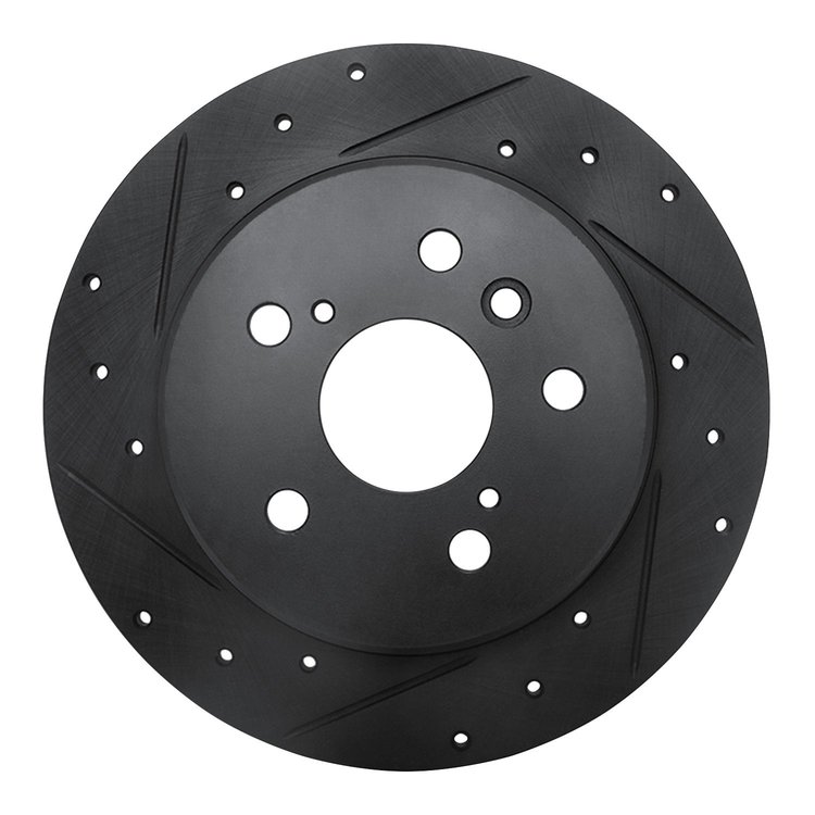 633-76114L Drilled/Slotted Brake Rotor [Black], 1999-2003 Lexus/Toyota/Scion, Position: Rear Left
