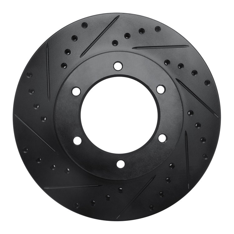 633-76115L Drilled/Slotted Brake Rotor [Black], 1991-1998 Lexus/Toyota/Scion, Position: Front Left