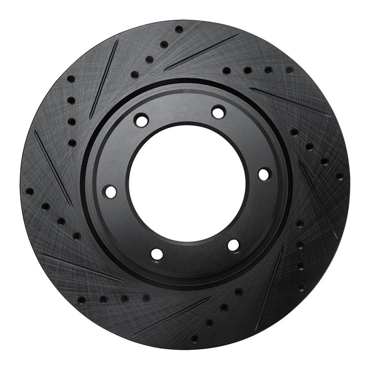 633-76116L Drilled/Slotted Brake Rotor [Black], 1993-1997 Lexus/Toyota/Scion, Position: Front Left