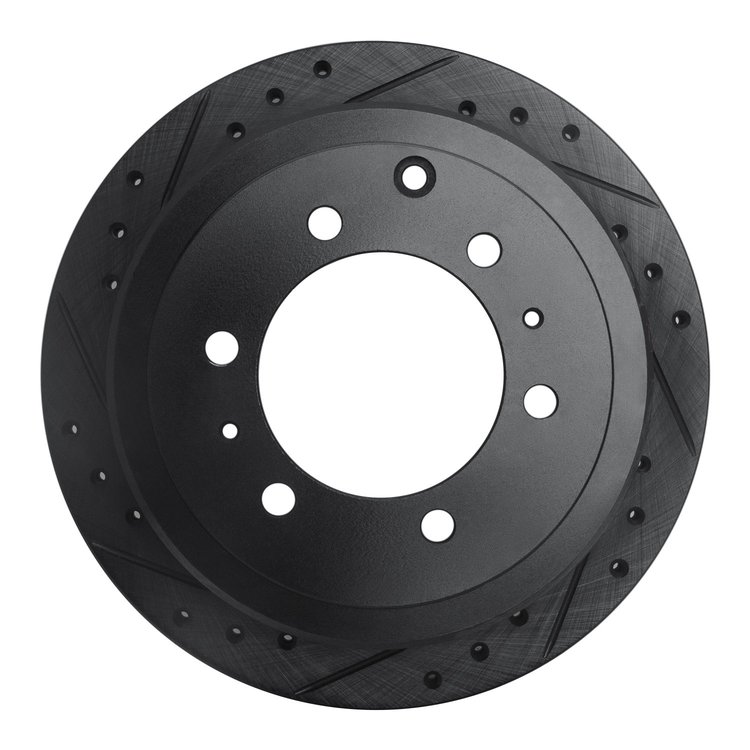 633-76117L Drilled/Slotted Brake Rotor [Black], 1993-1997 Lexus/Toyota/Scion, Position: Rear Left