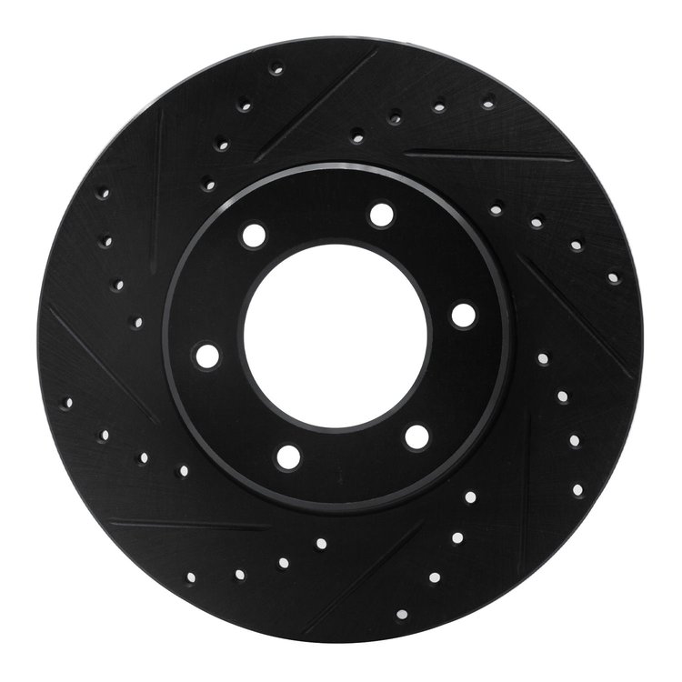 633-76119L Drilled/Slotted Brake Rotor [Black], 1993-1998 Lexus/Toyota/Scion, Position: Front Left