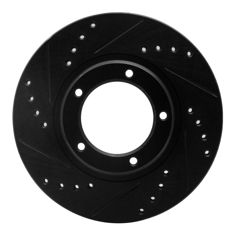 633-76120L Drilled/Slotted Brake Rotor [Black], 1995-2004 Lexus/Toyota/Scion, Position: Front Left