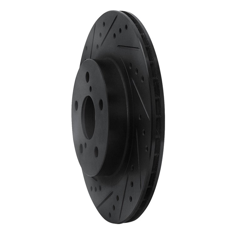 633-76122L Drilled/Slotted Brake Rotor [Black], 1996-2003 Lexus/Toyota/Scion, Position: Front Left