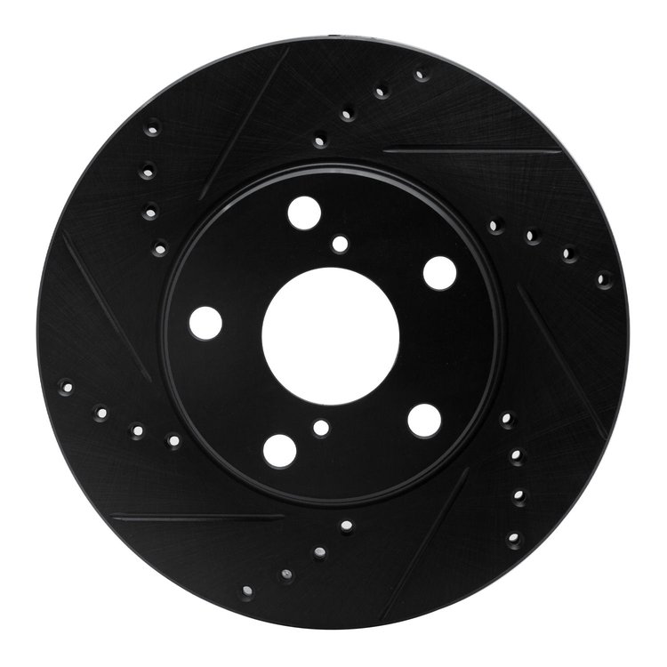 633-76125L Drilled/Slotted Brake Rotor [Black], 2001-2005 Lexus/Toyota/Scion, Position: Front Left