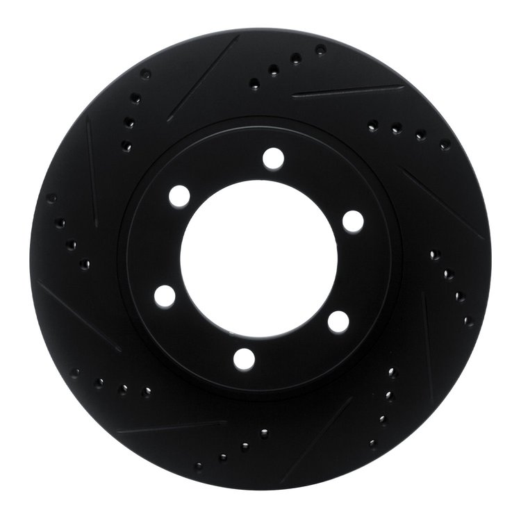 633-76126L Drilled/Slotted Brake Rotor [Black], 2003-2009 Lexus/Toyota/Scion, Position: Front Left