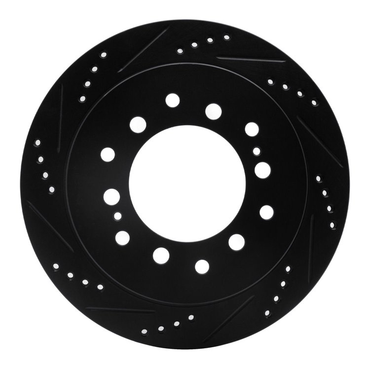 633-76127L Drilled/Slotted Brake Rotor [Black], 2001-2009 Lexus/Toyota/Scion, Position: Rear Left