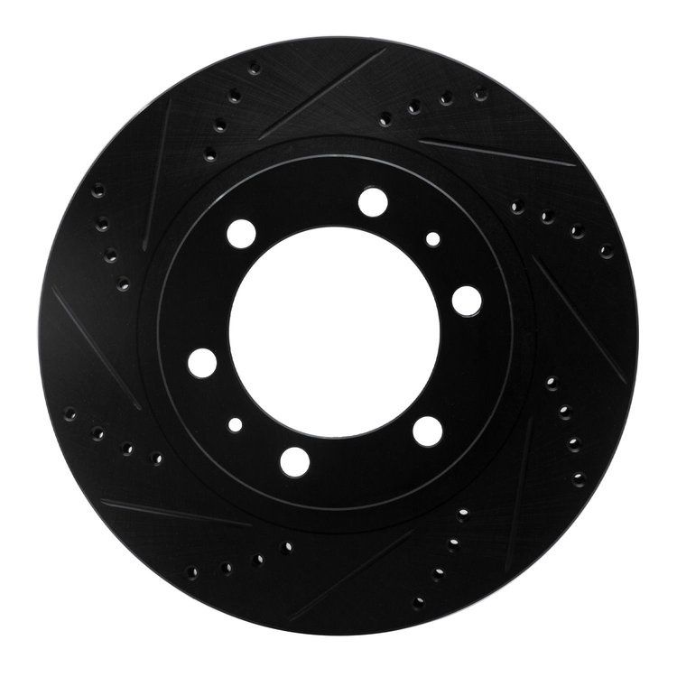 633-76128L Drilled/Slotted Brake Rotor [Black], Fits Select Lexus/Toyota/Scion, Position: Front Left