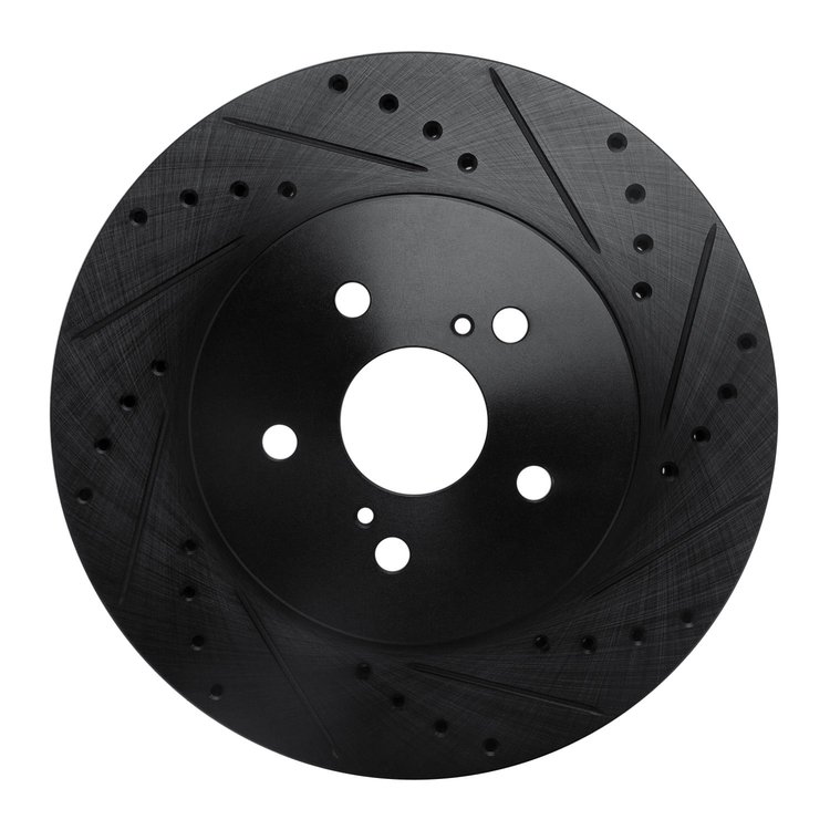633-76129R Drilled/Slotted Brake Rotor [Black], 2004-2009 Lexus/Toyota/Scion, Position: Front Right