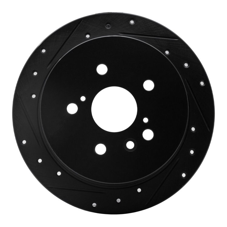 633-76130L Drilled/Slotted Brake Rotor [Black], 2004-2009 Lexus/Toyota/Scion, Position: Rear Left